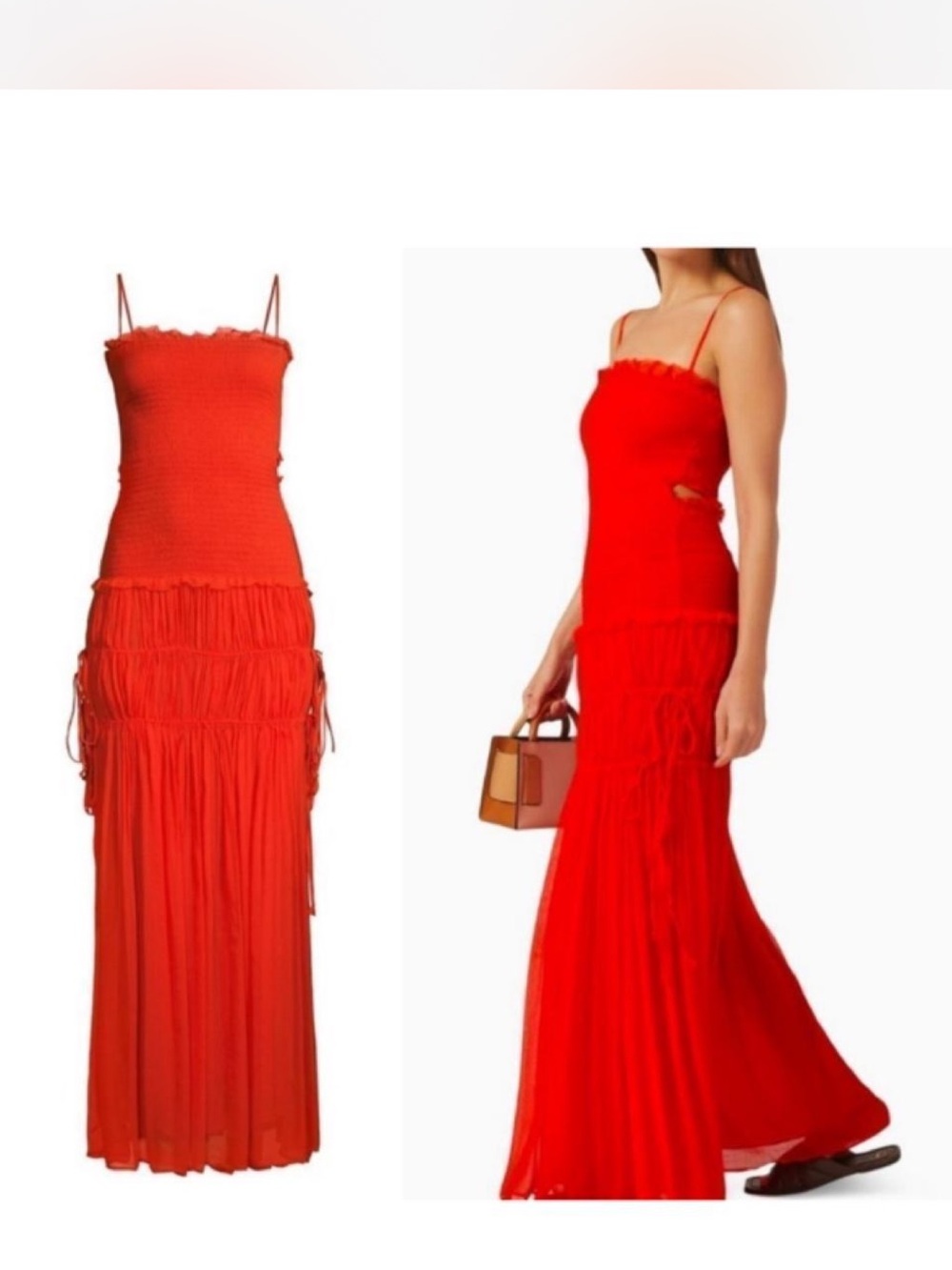 Bec & Bridge Scarlet Red Smocked Maxi Dress with Spaghetti Straps
